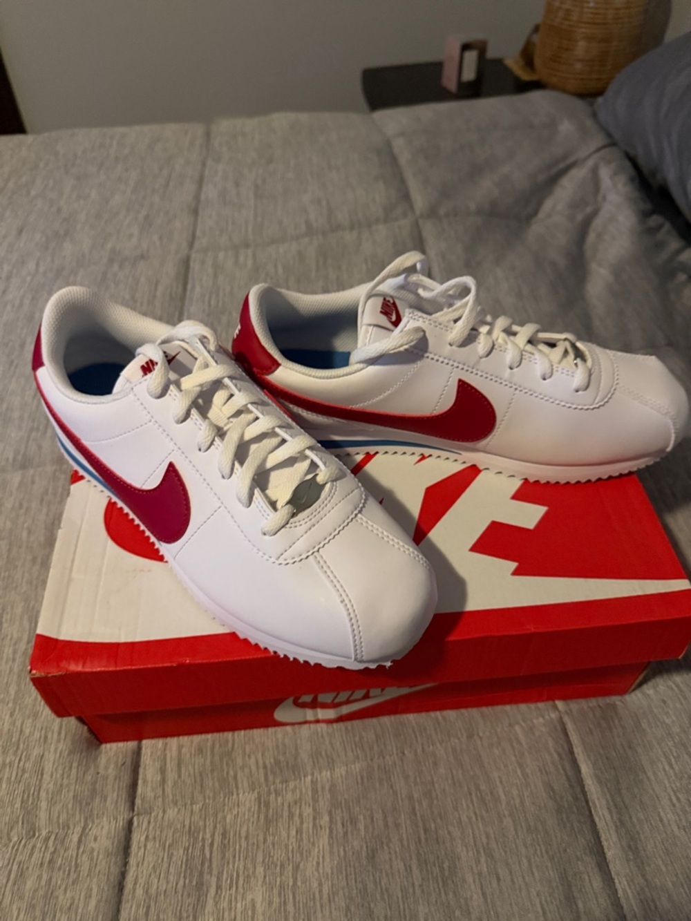 Nike White Sneakers with Red Swoosh Retro Runner